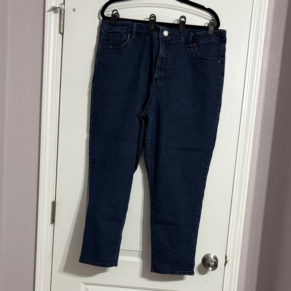 Terra & Sky Women's Straight Leg Jeans - Dark Blue